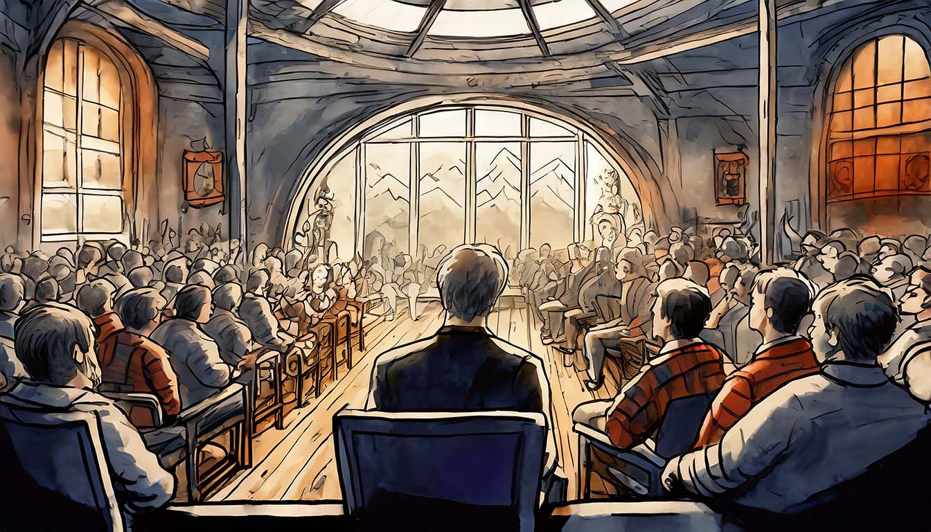 Image of the audience inside an auction house